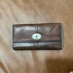 Fossil Dark Brown Leather Clutch